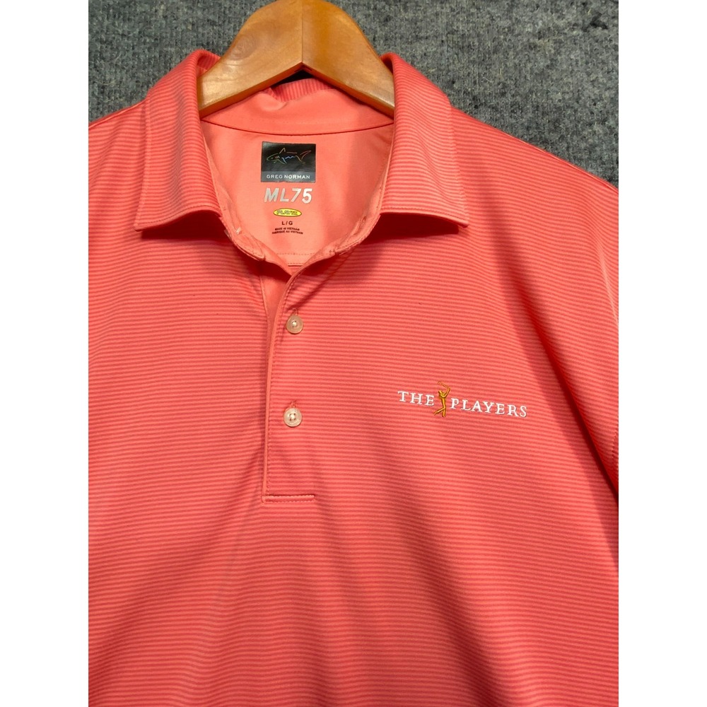 Greg Norman Mens L Pink The Players TPC Sawgrass Golf Polo Shirt ML75 Logo